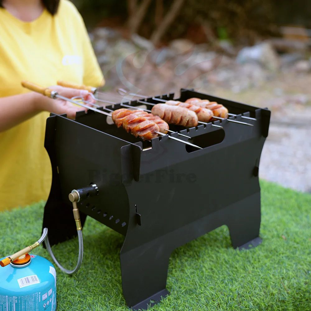 BiggerFire High Efficient Dual Purpose Gas Propane / Natural Fuel Firewood Wood Burning Firepit Outdoor Portable Fire Pit