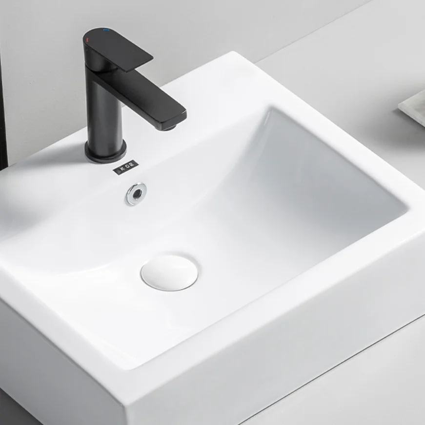 Square Vessel  Lavatory Bathroom Ceramic Wash Hand Basin Sinks Above Counter Art Basin Porcelain  Table Top Mounted