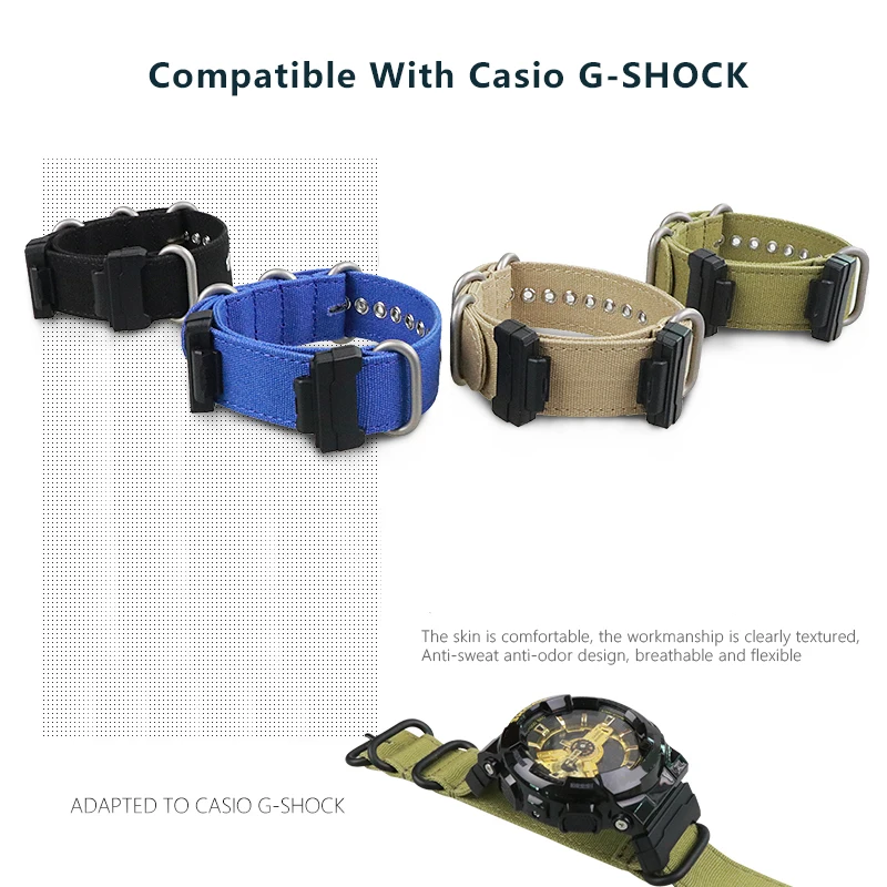 LAIHE Cinturino in Nylon Watch Band for Casio Canvas Nylon Loop Replacement Watch Strap