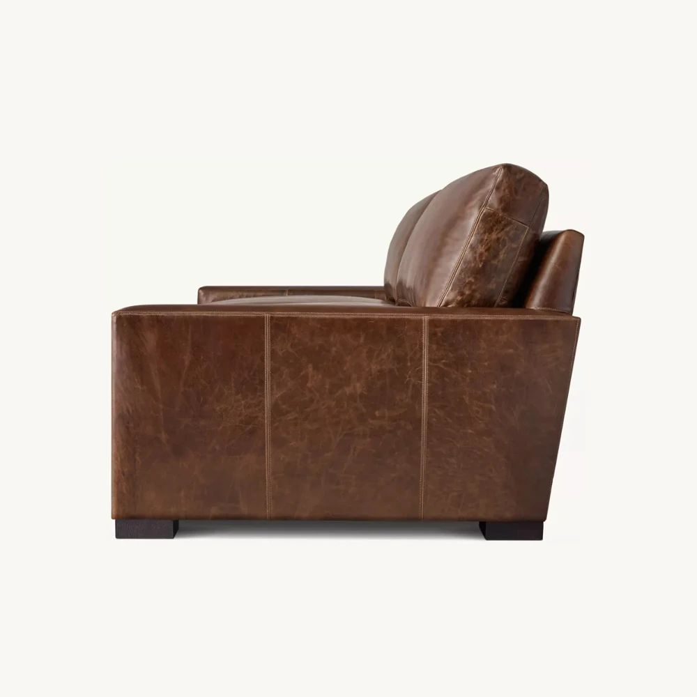 Defaico New Design Vintage Excellent Quality Brown Leather Sofa for Living Room