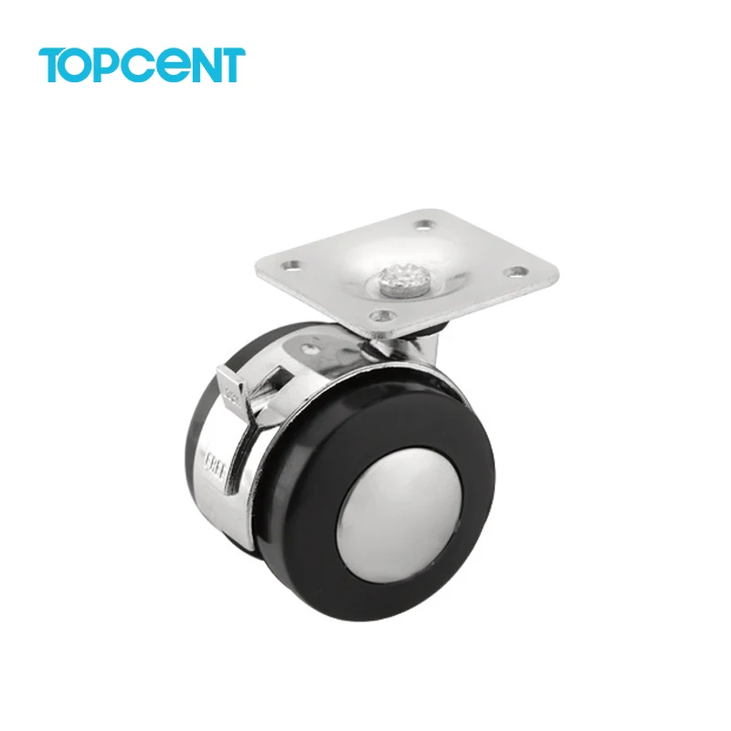 TOPCENT steel nylon zinc alloy 1.5  2 inch furniture casters heavy duty office chair caster wheels