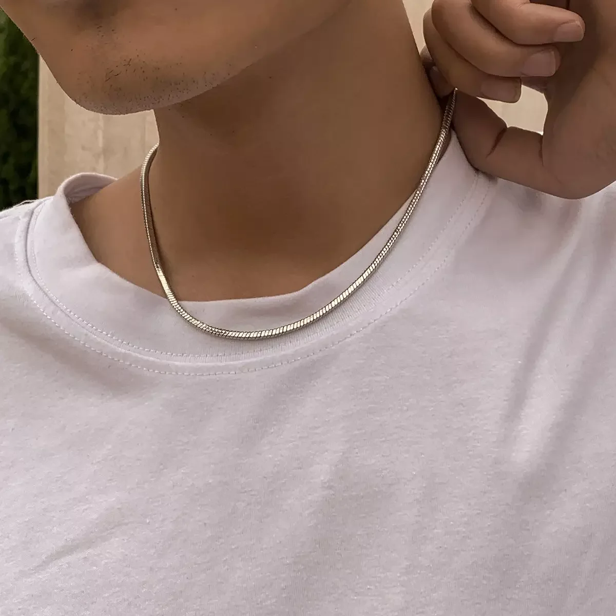 SHIXIN Dainty Choker Necklace Minimalist Flat Snake Chain Necklaces Hot Sale Silver Mens Womens Jewelry Necklaces