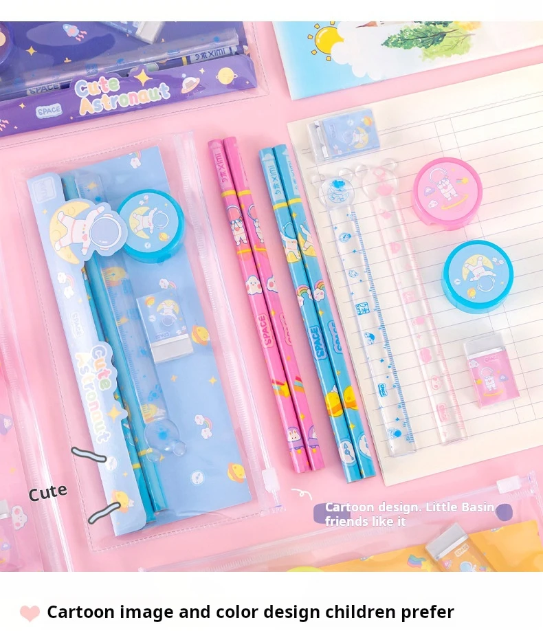 Wholesale Cheap School Students Stationery Suppliers Cute Pencil Promotion Gift Kids Stationery Set