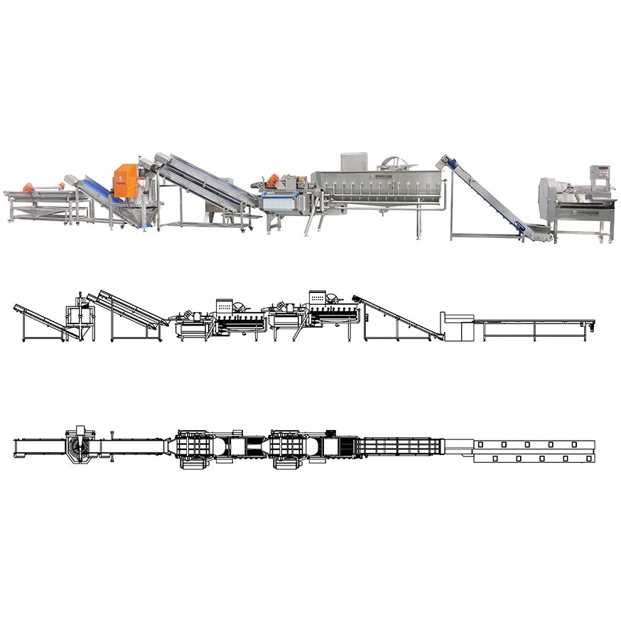 Automatic Vegetable & Fruit Cutting Washing Production Line, Salad Vegetable Processing Line
