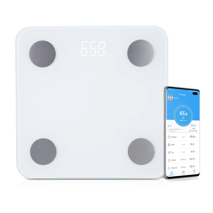 180kg Hidden LED Display Ultrasonic Body Fat Mass Weight Scale Digital Smart BMI Scale