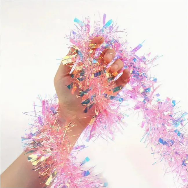 Hight Quality Pink Metallic Streamers Celebrate Holiday Indoor And Outdoor Supplies Christmas Party Background Decoration