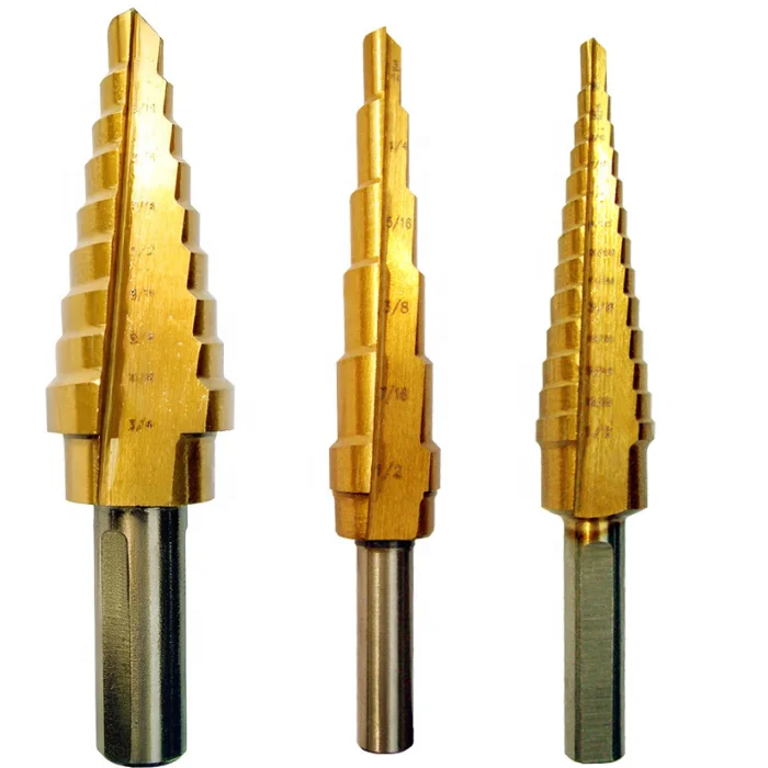 Premium Quality Tin-Coated HSS Step Drill Bits Metric and Inch Step Drill Set High-Quality Industrial Step Drills