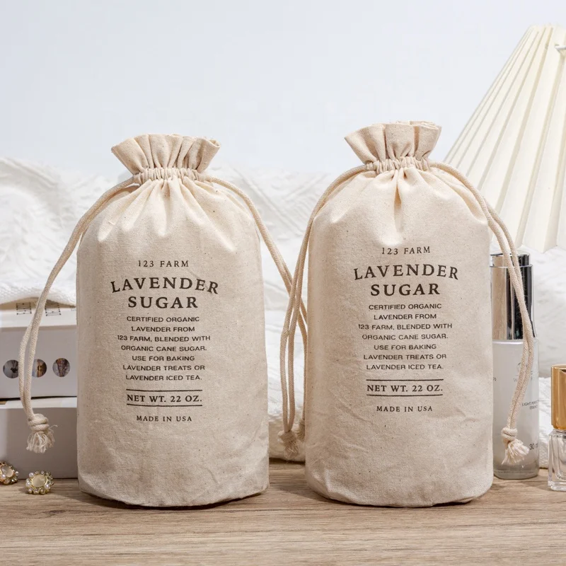 Изготовленный на заказ размер перерабатываемый натуральный хлопок холст подарочная упаковка для хранения пыли мешок шнурке носков