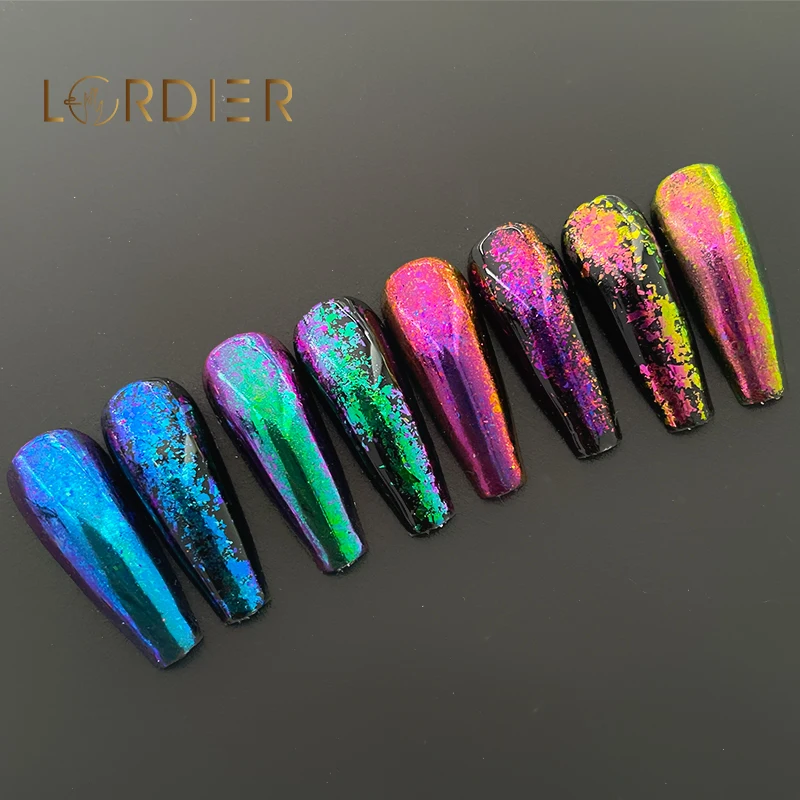 0.2G Chameleon Flakes Nail Glitter Sequins Mirror Chrome Pigment Flakes Nail Art Irregular Powder Nail Flake