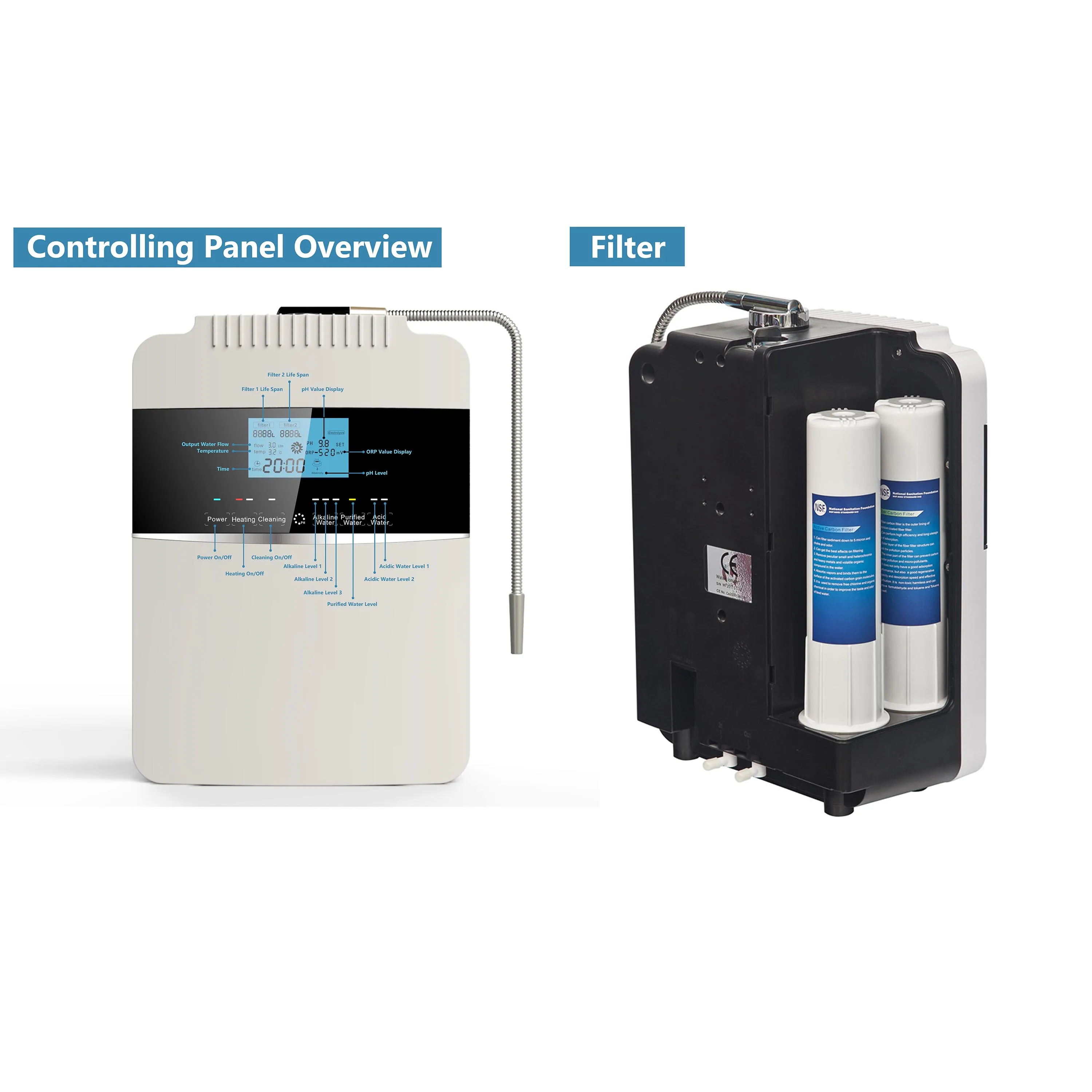 Commercial Industrial 9-Plate Titanium Hydrogen Water Generator Machine Alkaline Water Ionizer High-End Water Filters