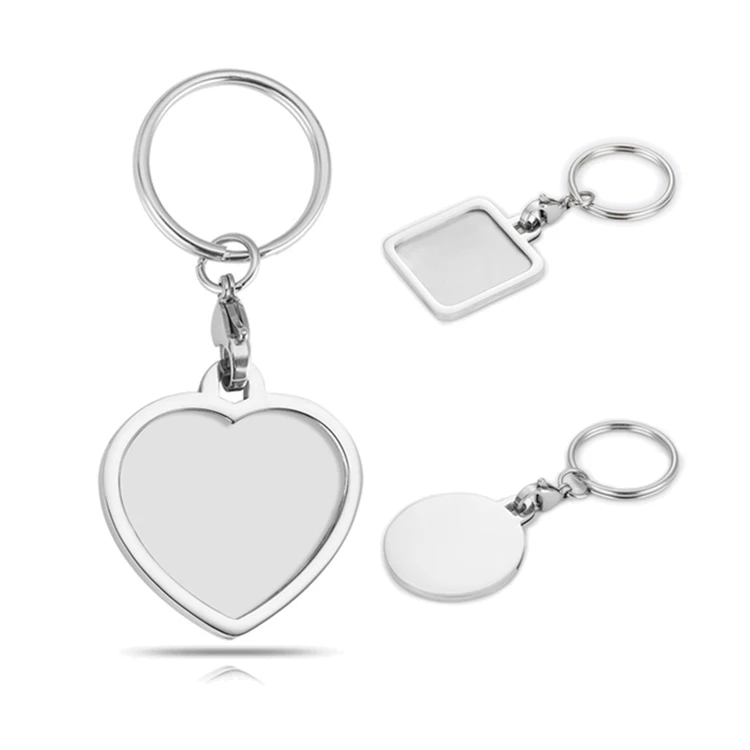 Custom logo laser sublimation keychain keyring key chain stainless steel blank metal key ring