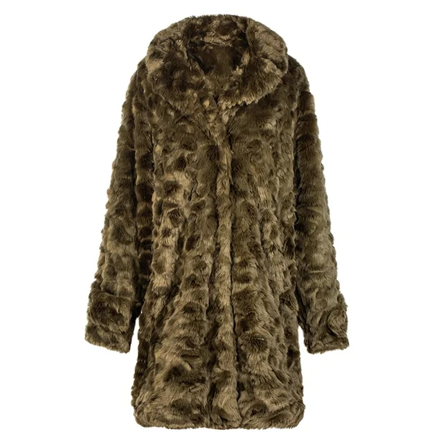 
2020 fashion warm heavy thick fur coat women winter faux fur coat brown puffy new coat 