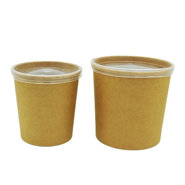 16oz/26oz/32oz Disposable Kraft Paper Hot Soup Cup Instant Rice Noodle Paper cup