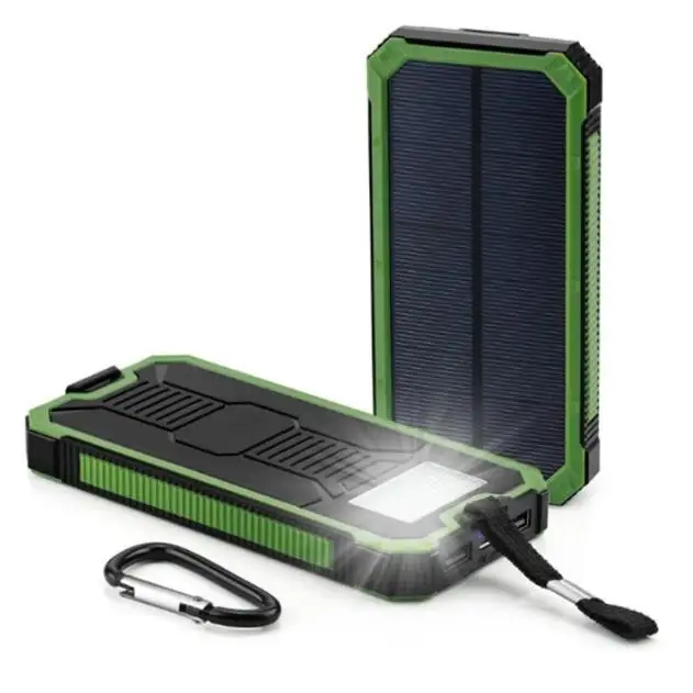Portable Solar Charger 10000mah Waterproof Solar Power Bank 10000mah Dual Usb Li-Polymer Battery Charger