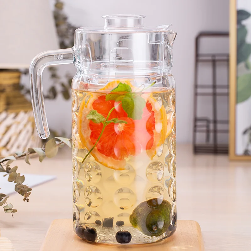 Green Apple Hot Sale Factory Direct 1850ml 62.6oz Big Round Glass Milk Water Jug with Lid