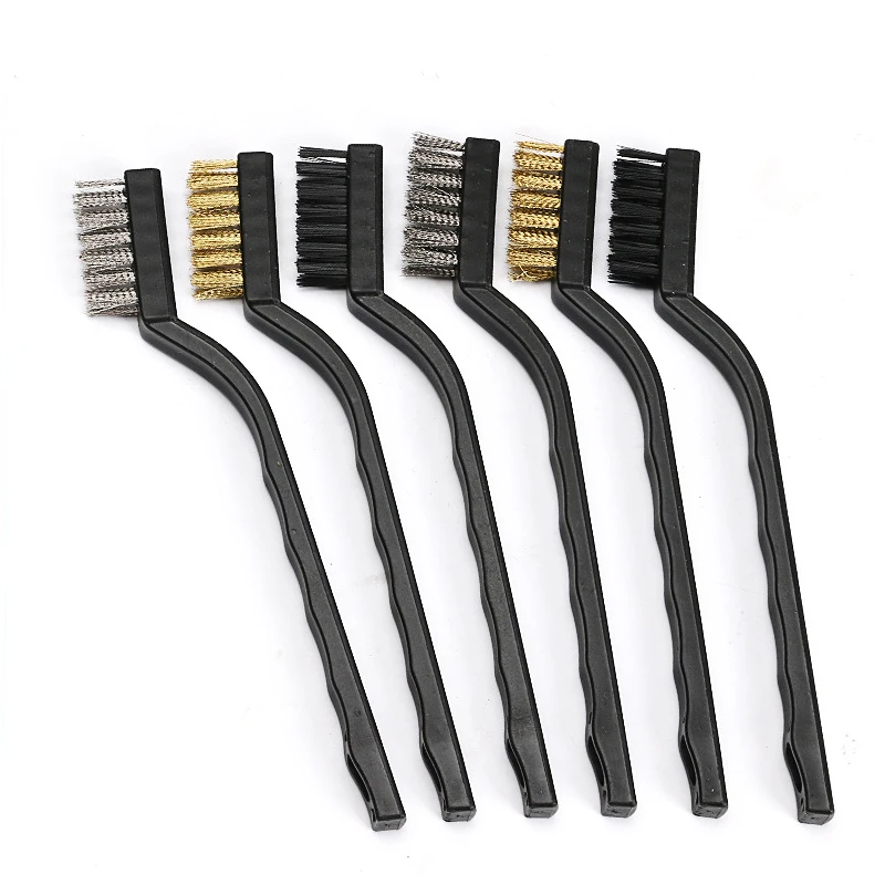 3pc Stainless Steel Copper Wire Brush Tooth Brushes Rust Scrub Remove Cleaning Tools 17cm