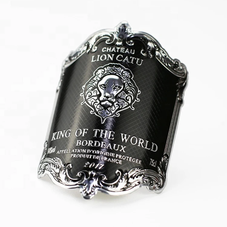 New High Quality Luxury Wine Metal Label Plate Decorative Perfume Bottle LOGO Aluminum Sticker Labels wine bottle sticky label