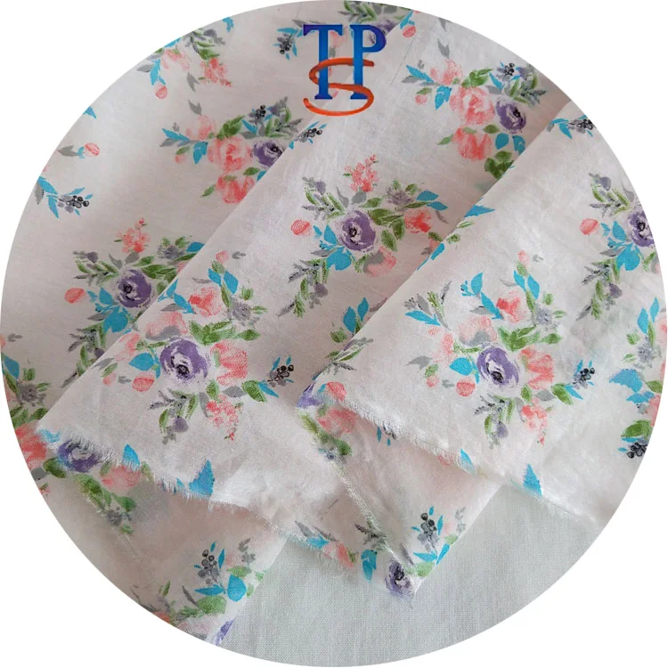 
Customizable floral printed silk cotton interwoven fabric 