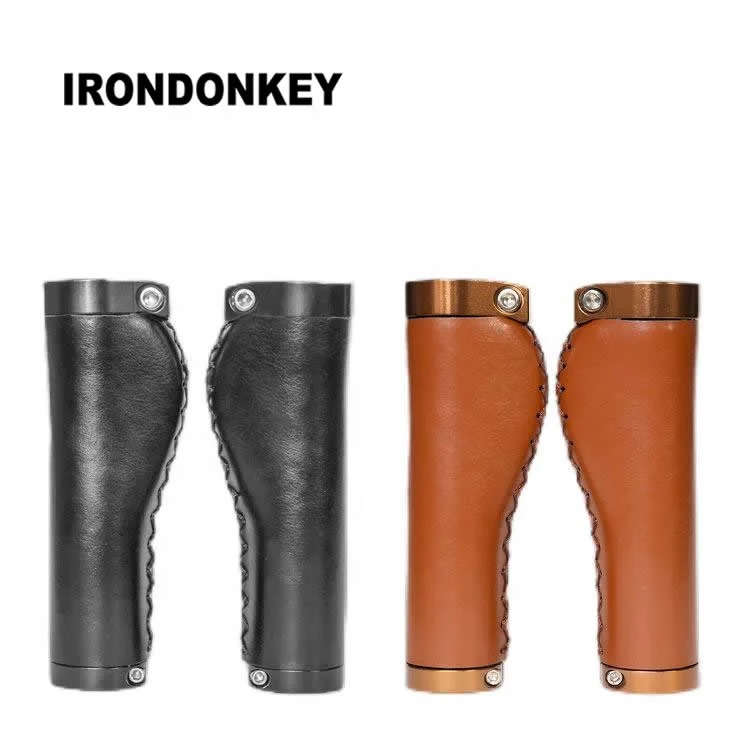 IRONDONKEY Bike Grips Source Retro Bike Handlebar PU Leather Handle Cover for Mountain Bike Bicycle Accessories