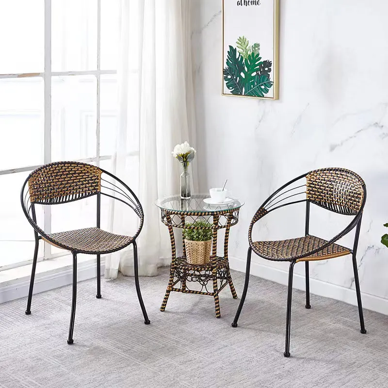 Garden Balcony Modern Dining Dine Room Hotel Restaurant Patio Furniture Set Rattan Dining Plastic Chair