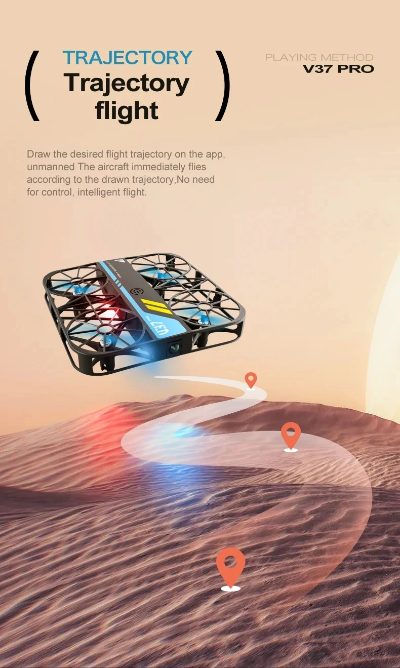 New Model V37 Mini Drone 4K HD Drone Camera FPV with Live Video Gravity Sensor One Key Take-off Small Selfie Drone for Kids Toys