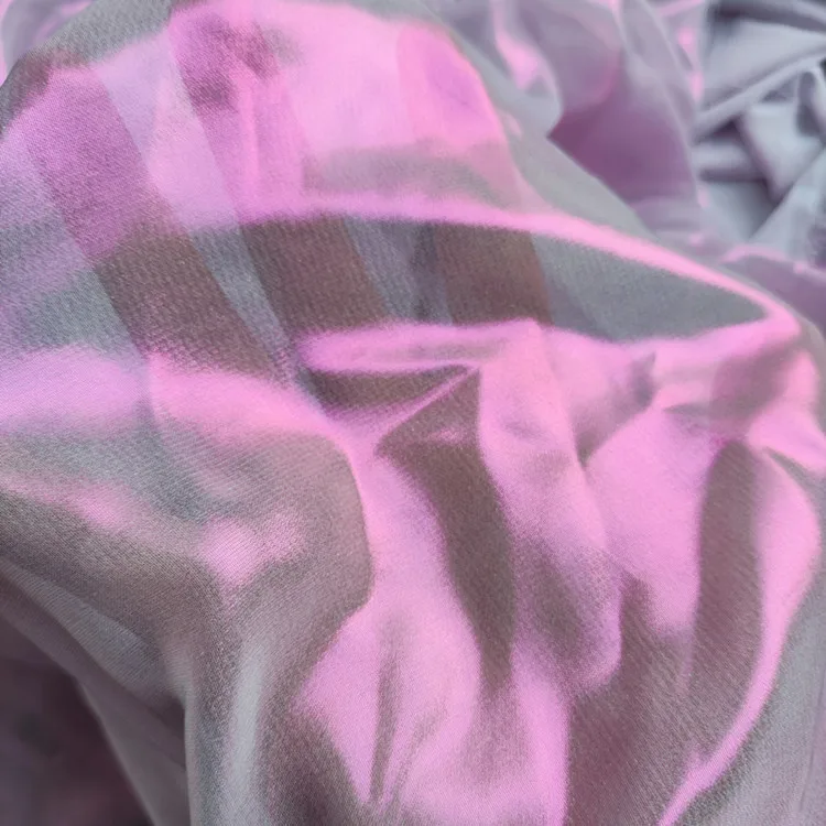 Wholesale Satin Shinny Liquid 100 Polyester Crystal Laser Pleated Metallic Foil Coated Silk chiffon Fabric