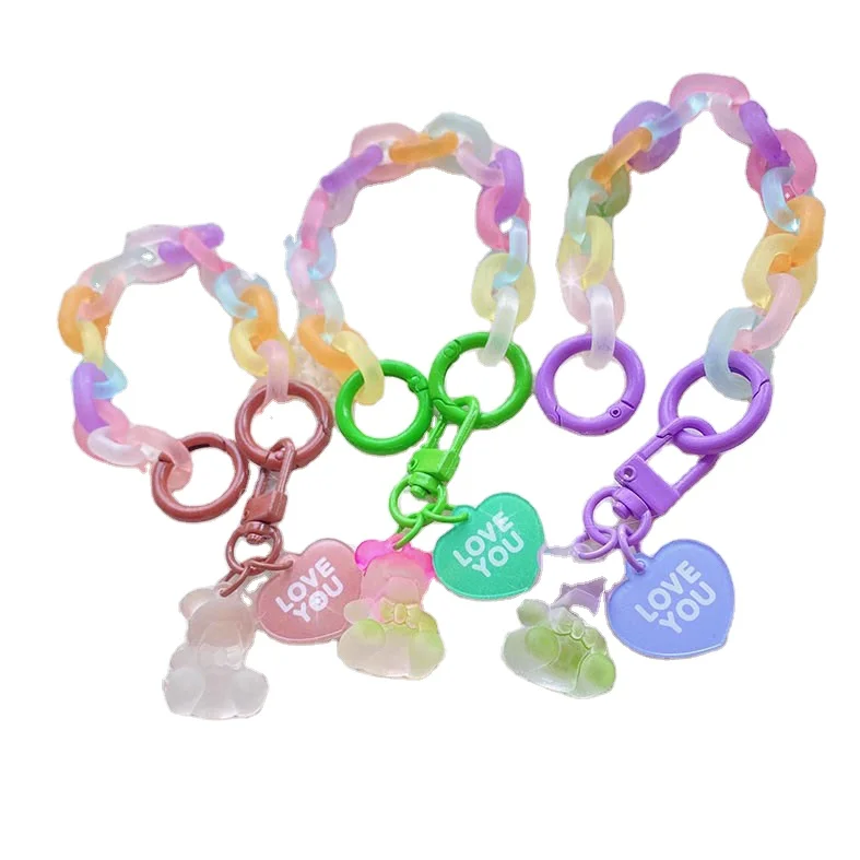 Cartoon Cute Bear Girly Frosted Soft Sweets Jelly Acrylic Resin Mobile Phone Case Bag Accessories Keychain