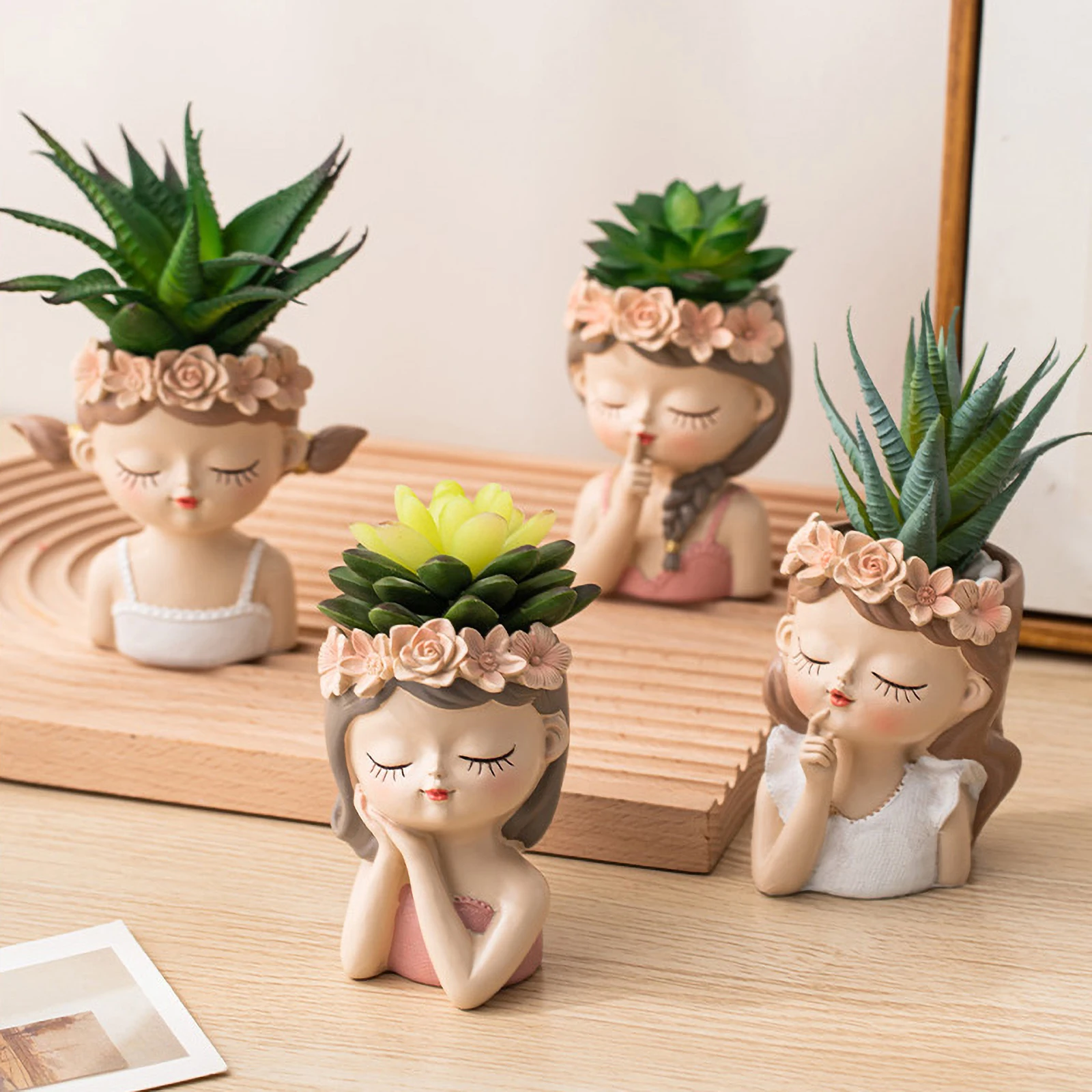 Fengzhi Factory Creative Modern Style Fairy Resin Tabletop Small Flower Pot Micro Landscape Green Plant Ornaments