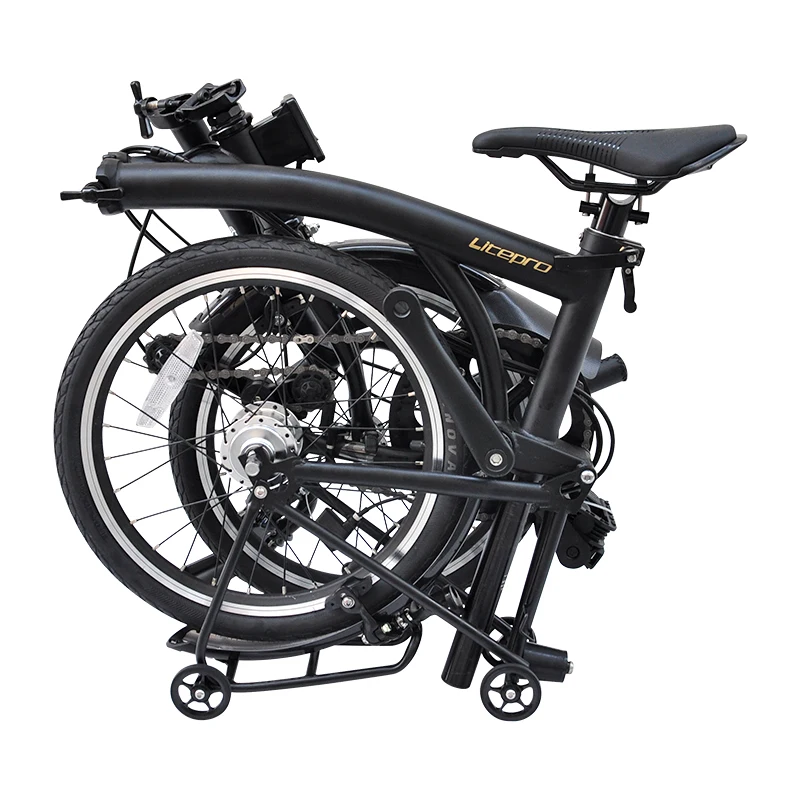 Litepro Tri-Foldable Bicycle 16 Inch 6 Speeds Steel Frame Mini Horizontal Handle Folding Bicycle M handle Folding Bike