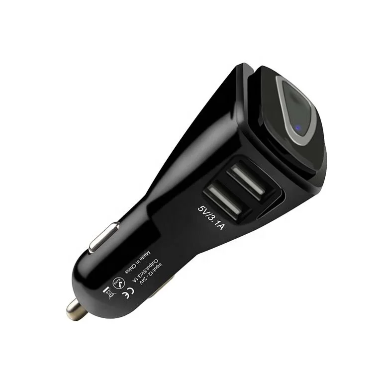 Новейший автомобильный адаптер 2 в 1 с двумя usb-портами 3.1A Многофункциональные Беспроводные Наушники Автомобильное зарядное устройство