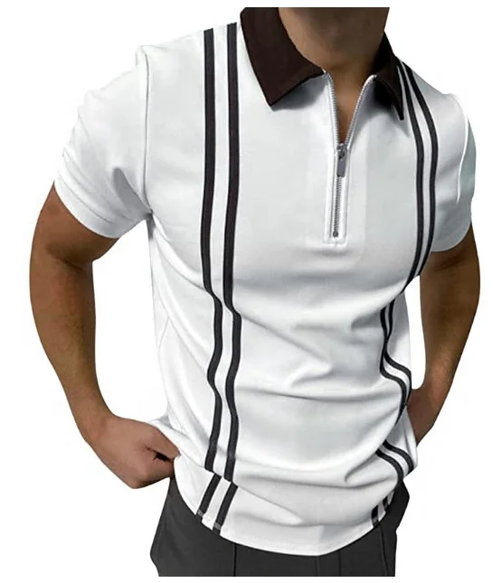 wholesale 3D printed T-shirt lapel zip polo Quick dry and breathable mens clothing polo shirts