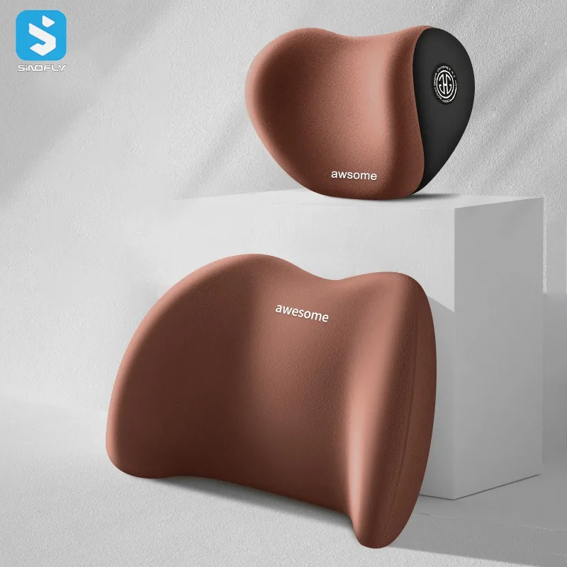 Memory Foam Back Support Pillow Lumbar Support Pillow for Car Car Headrest Kit Seat Neck Car Pillow Box Black Neck Cushion