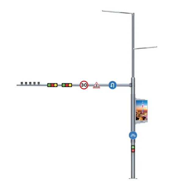 multifunctional led poster 60w all in one solar intergrated lighting pole for smart city with camera