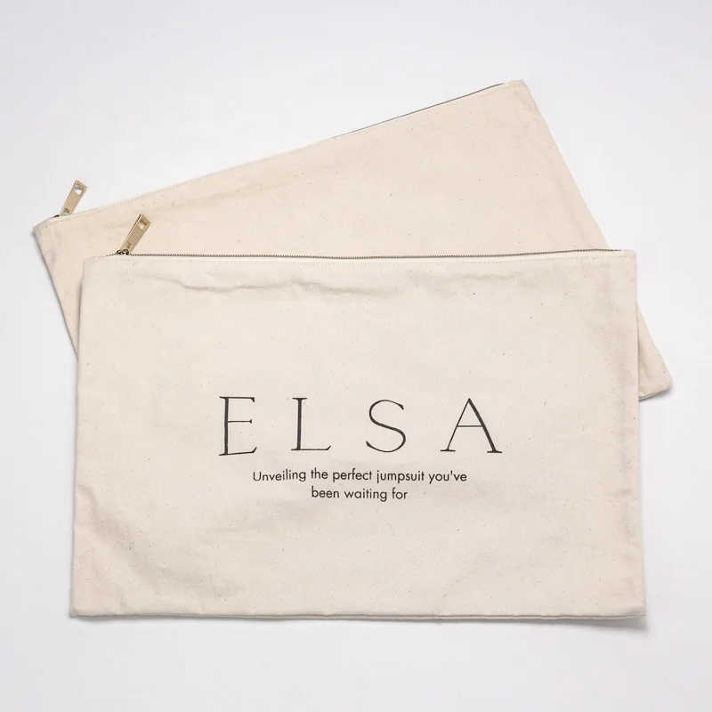 Eco Friendly Custom Cotton Zipper Pouch Make Up Bags Cotton Canvas Makeup Cosmetic Bag With Logo