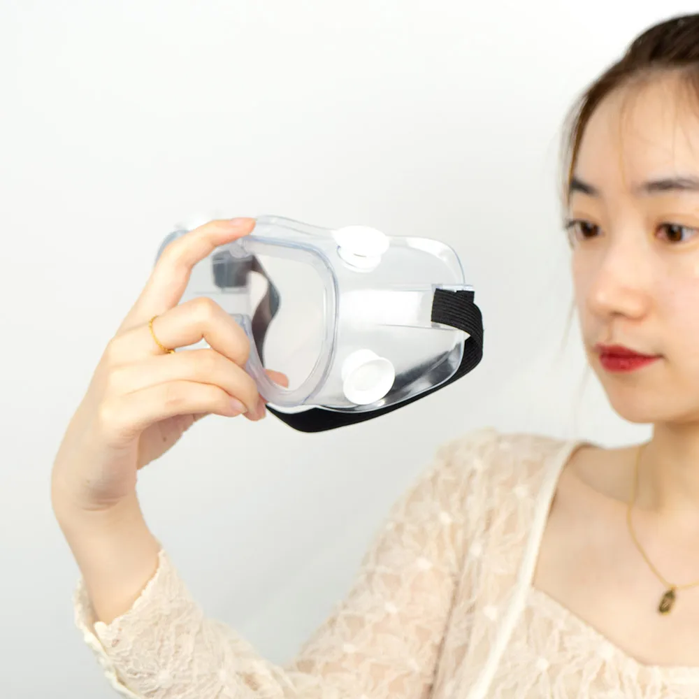 Anti shock scratch clear lenses PC safety goggles with air ventilation