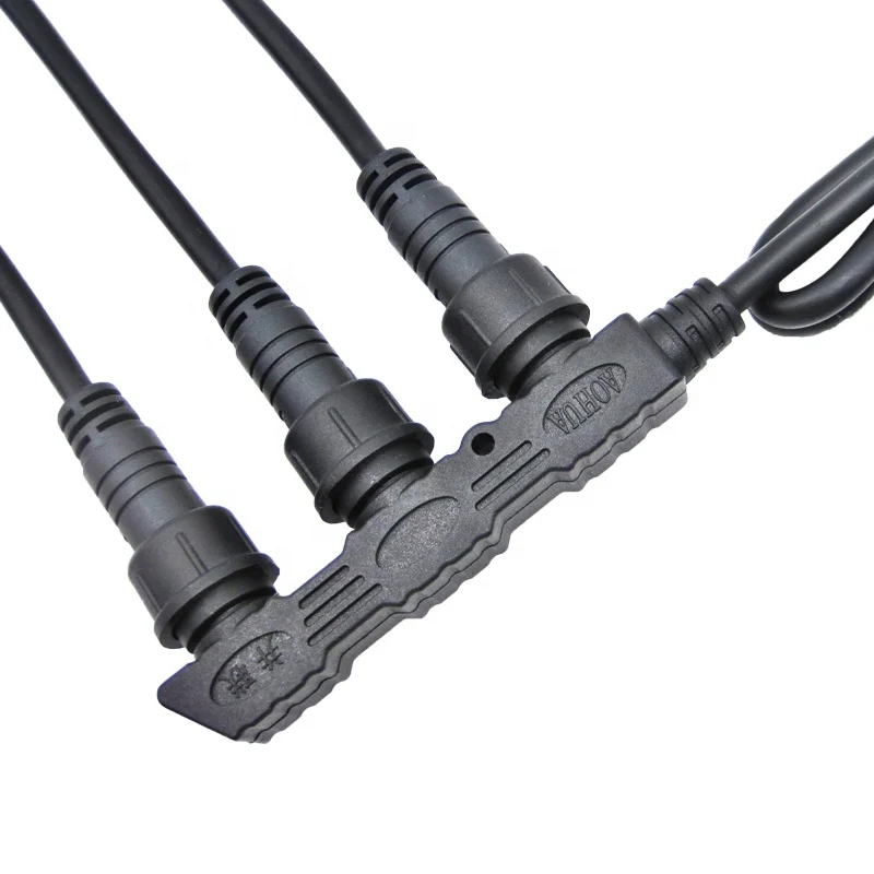 2 Contacts Male Female Electric F Type 1 to 4 Splitter Waterproof Construction Site Light IP67 M19 Wire Adapter Connector