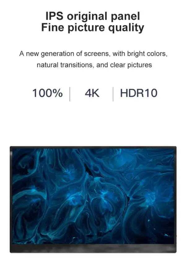  15 6 дюймовый портативный монитор 4K второй экран встроенные динамики и Режим HDR с сенсорным экраном для ноутбука ПК телефонной