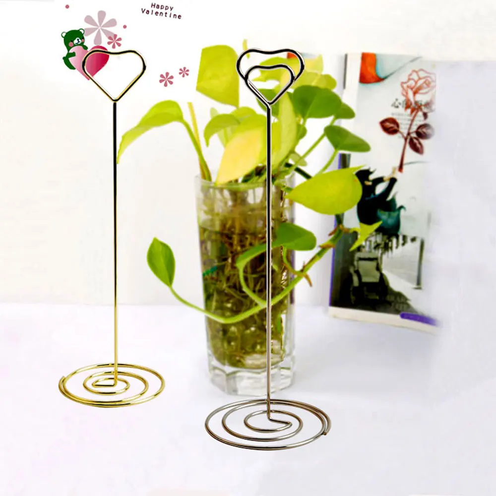 YS2003 Wholesale High Metal Heart Shaped Wedding Party Name Cards Menu Memo Clips Table Number Holders Place Card Holder