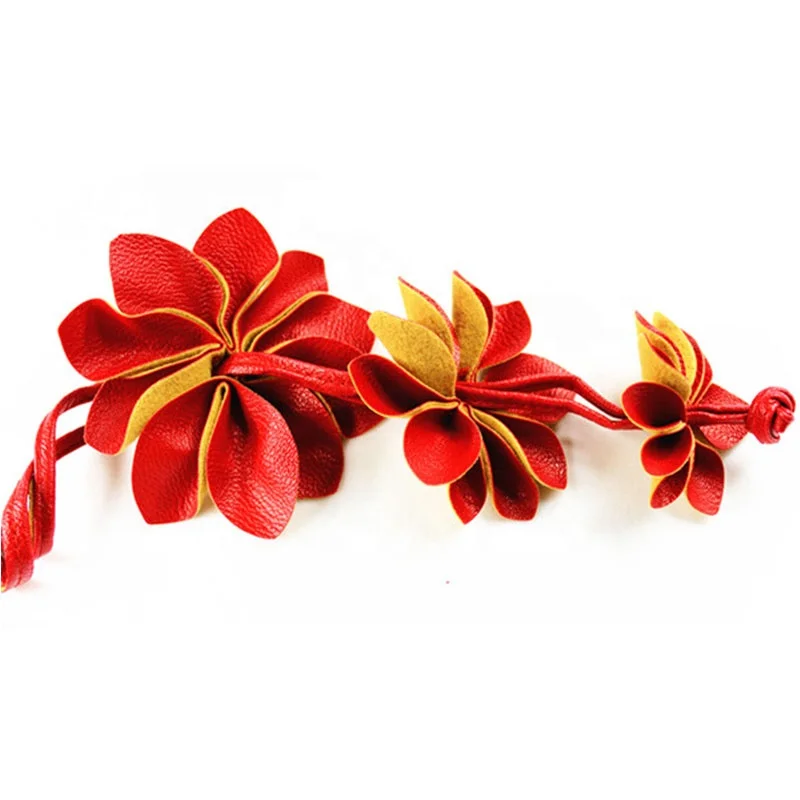 Korean fashion large flowers fine leather rope waist chain ladies sweet accessories belt