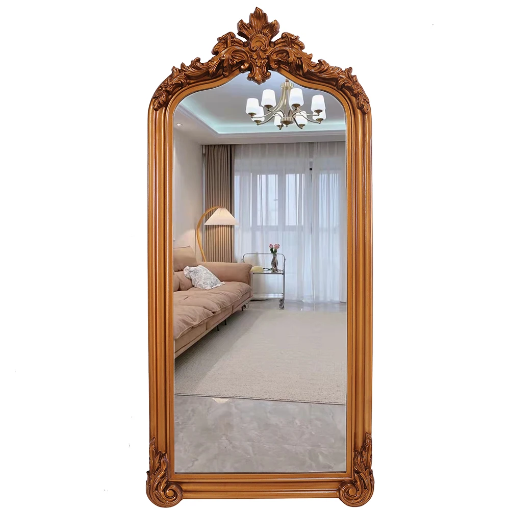 custom large wood frame big arch antique carved full length long body home decor dressing wall mirror for bedroom living room