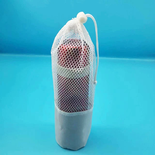New arrival promotional custom packing wholesale gray nylon mesh drawstring bags with lock