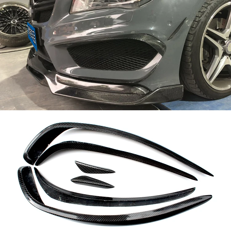 
Carbon Fiber Front Bumper Lip Side Spoielr Splitter Air Canards for Mercedes Benz W117 CLA45 2014-2016 
