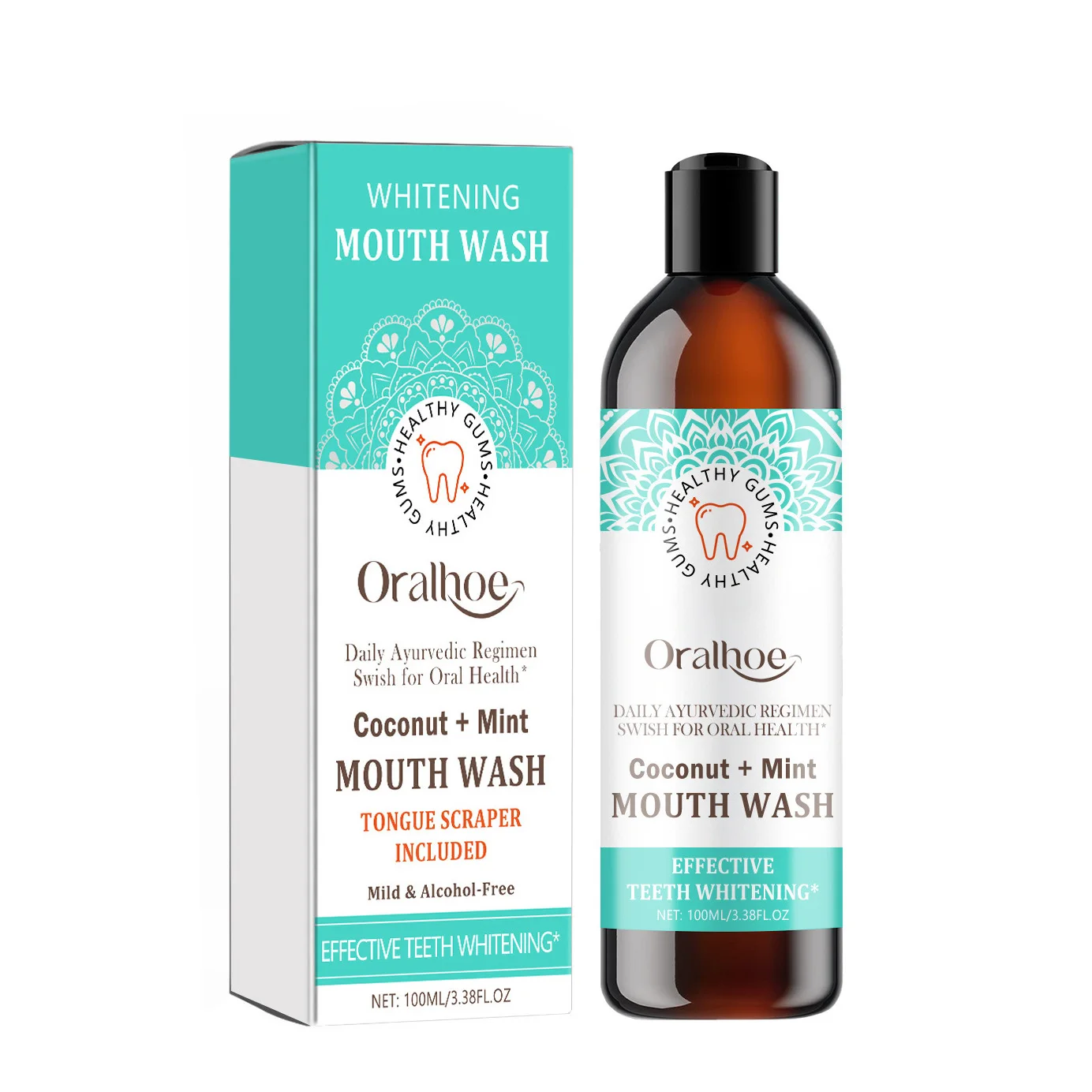 Hot Selling Vitamin E Alcohol Free Mouthwash Fresh Breath Teeth Whitening Oil Coconut Oil Pulling Natural Essential Oil