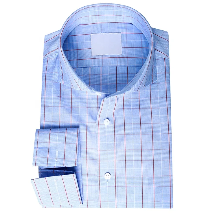 Новейший дизайн мужская приталенная рубашка с длинным рукавом розовая маленькая клетчатая рубашка с открытым воротником