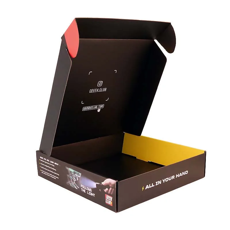 Mailer Corrugated Cardboard Mailing Packaging Flat pack Black Shipping Box with flat pack for electronic product