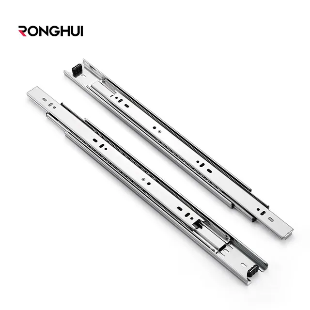 3 Fold Full Telescopic Extension Ball Bearing Thickened Side Mount Drawer Slide Rail