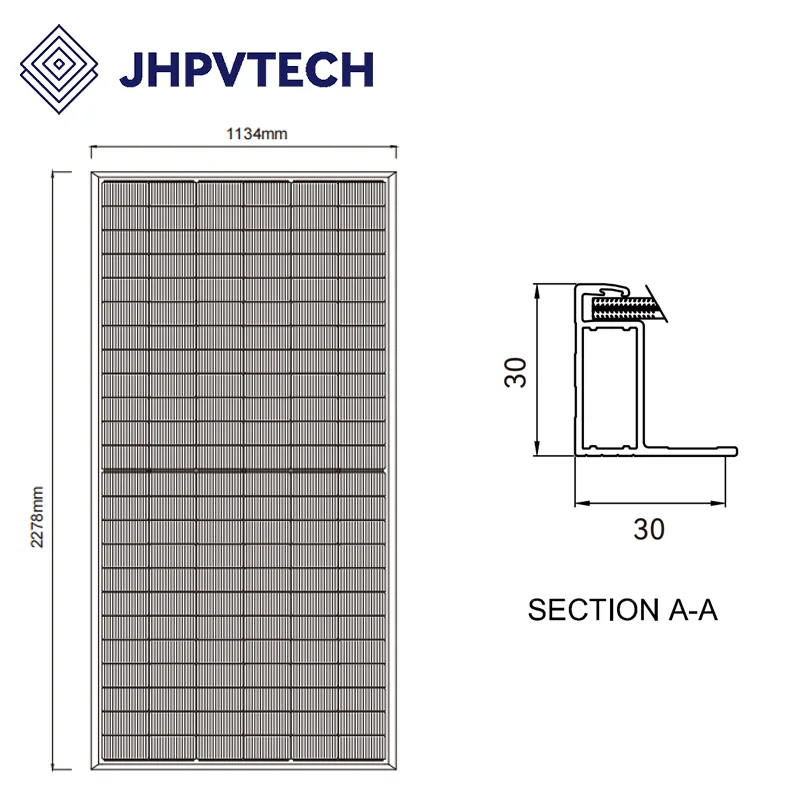 HJT JHPVTECH 590w solar panel solar roof panels hot sale bifacial solar panel 560W 565W 570W 575W 580W 585W 590W 144cells