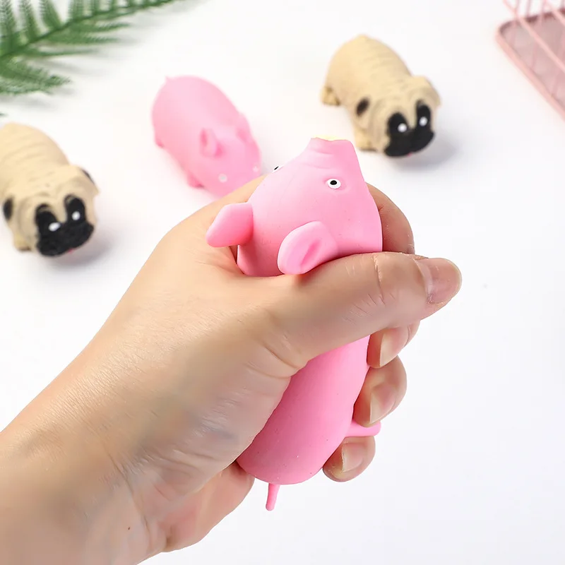 Lovely Mini Soft Squeeze Stress Relief Tpr Toys Pink Pig And Cute Dog Toy Pink piggy decompression toyFor Kids