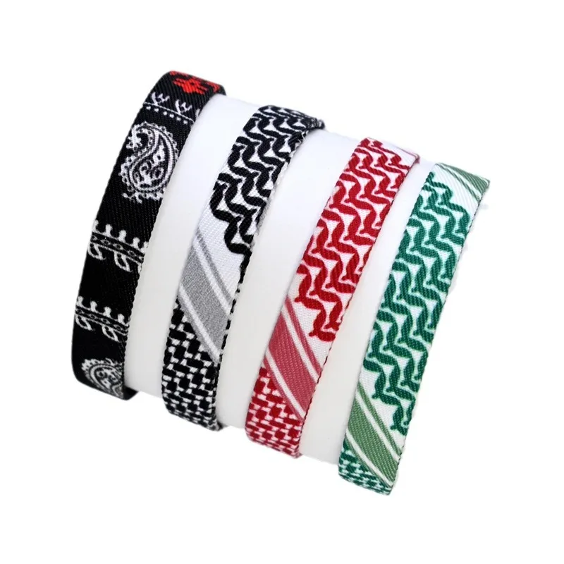 2024 Hot Sale hign quality Arabic Scarf Style Knitted Bracelet colorful  Dot Patterned Fabric Hand Knitted Bracelet