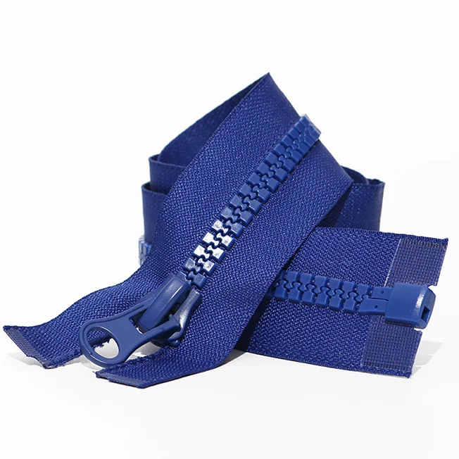 Custom 5# glue teeth common dental resin zipper open end down jacket front access zipper